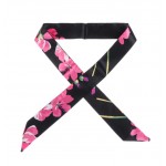 Esarfa din matase fina Cod ESF028 Negru cu Roz